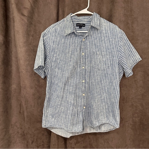 J.Crew Mercantile Cotton Button-Up Shirt Blue White Striped Classic Preppy XL - Picture 3 of 11